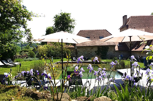 Un coin de paradis fleuri autour de la piscine naturelle 